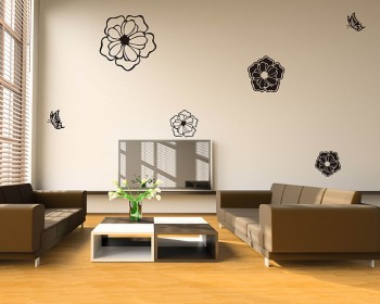 A Set of 6 Flowers Vinyl Decals Modern Wall Art